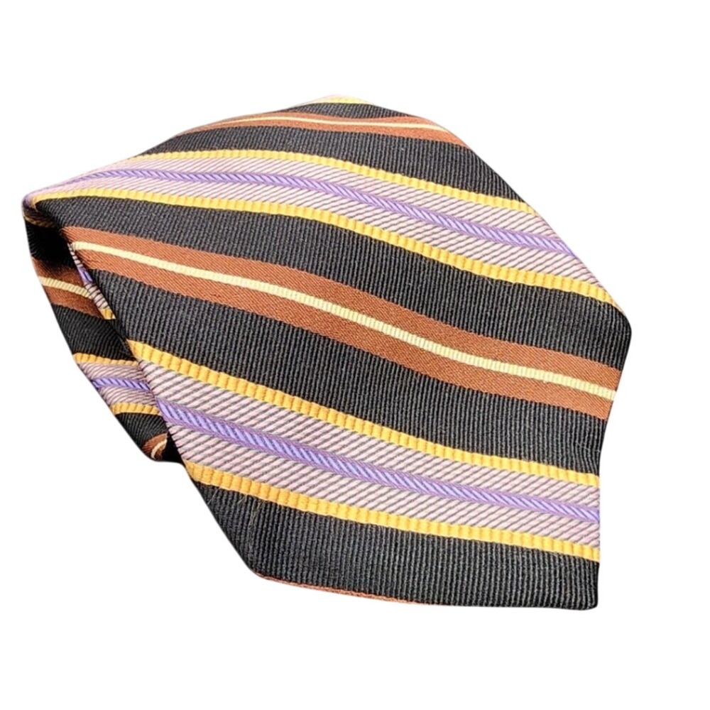 Robert Talbott 58" Blk Purple Gold Striped Silk Tie Best of Class Nordstrom USA
